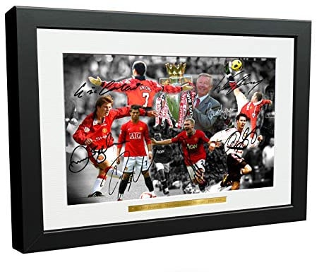 Kitbags & Lockers 12x8 A4 Signed THE ALEX FERGUSON YEARS Celebration -Cantona-Ronaldo-Beckham-Giggs-Rooney-Scholes Autographed Manchester United Photo Frame Photograph Picture Gift