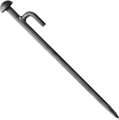 PDL – Pegdev Premium 16mm Mushroom Head Pegs - Heavy Duty Gazebo & Marquee Anchors – Ground Pegs, Tent, Bouncy Castle. UK Made with Collar – Hook. (Mushroom Head with Hook 600mm, Pack of 14)