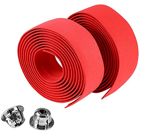 Dioche 2 STÜCKE Reißfestes Fahrrad Lenkerband Lenker Reflektierende Griff Wrap Tape + 2 Bar Plugs(Rot)