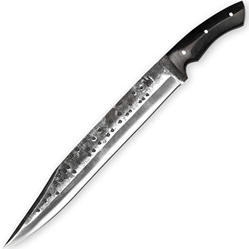 Hobby Hut HH-101, Handgemachtes Jagdmesser mit Scheide, 1095 Stahl, Bowiemesser, Micarta Griff, lederscheide