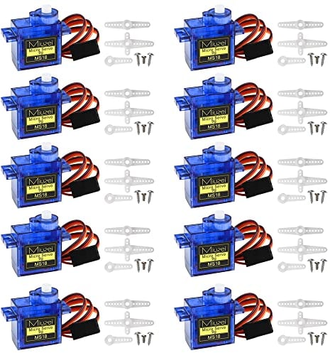 Miuzei 10x Micro Servo Moteur 9G pour RC Robot Bras/Main/Marche Avion Hélicoptère Bateau Voiture Véhicule Commande avec Câble,180° Mini Servomoteur Compatible avec Arduinoet et Raspberry Pi