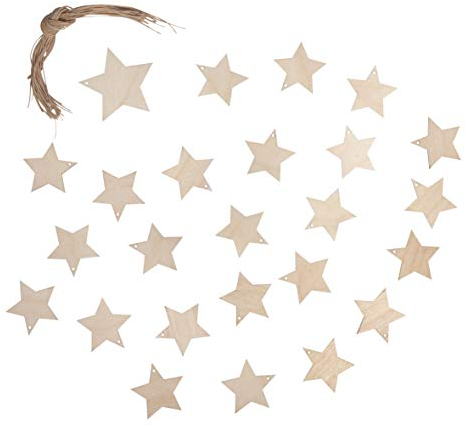 Rayher Holz Hänger Sterne, FSC Mix Credit, Natur, 1St. 6,8cm/23St.4,8cm, SB-Btl 24Stück, 62896505