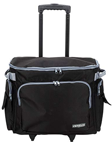 SEMPLIX Nähmaschinentrolley (50x43x32cm) für alle gängigen Haushaltsnähmaschinen, Nähmaschinenkoffer für komfortablen Transport und sichere Aufbewahrung (schwarz)
