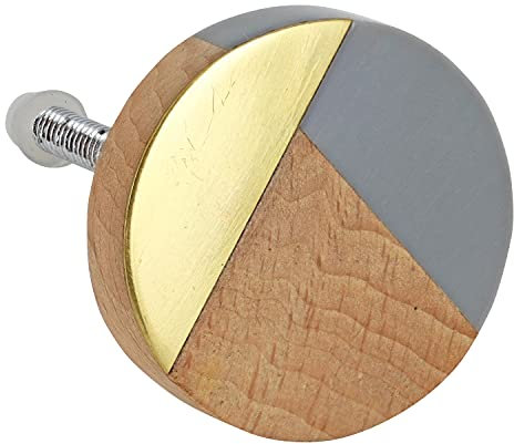 G Decor Three Tone Wood, Resin and Gold Pull Handles and Knobs (Grey)