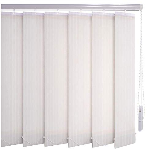 Sonnenschutz-HH® - Lamellenvorhang weiß Leinenoptik mit Streifen lichtdurchlässig - Breite 100 cm x 120 cm Höhe - Lamellenbreite 127mm Vertikaljalousie Vertikalanlage Schiebevorhang