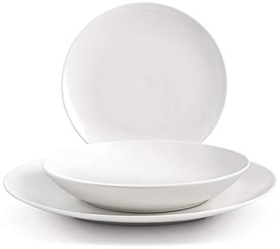 H&H Hollywood Servizio Tavola 18 Pezzi, Coupe, New Bone China, Bianco