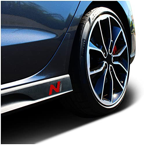 2er Set Folie Schutzfolie für Logo Seitenschweller Emblem Aufkleber Logos Seitlich Selbstklebend Passgenau Auto K055 (Schwarz/Rot/Carbon)