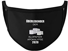Dilara Maske Farbe: schwarz 1 Stück - Baumwollmaske für Herren, Damen und Erwachsene - waschbar, wiederverwendbar (Überlebender Klopapier)