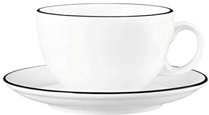Seltmann 001.758875 Modern Life Black Line Milchkaffeetasse mit Untertasse, 0.37L
