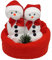 Frotteebox Geschenk Set Schneemann Paar weiß mit roter Mütze in Handarbeit geformt aus Handtuch 100x50cm rot, 2X Waschhandschuh weiß und 2 Eierwärmer als Mütze