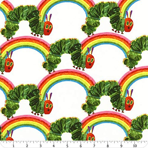 Fat Quarter, Raupe Nimmersatt und Regenbögen, 100 % Baumwolle