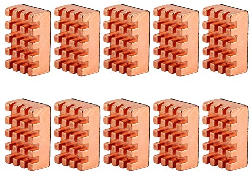 Fdit 10X Kupfer VGA RAM Kühlkörper, 15x10x5mm Kühler Kühlkörper für, VGA RAM, IC Chips, Mosfet SCR (mit Wärmeleitpads)