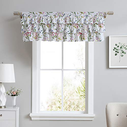 Laura Ashley - Valance, Cotton Rod Pocket Top Window Treatment, Chic Home Decor (Meadow Breeze, 18 x 50)