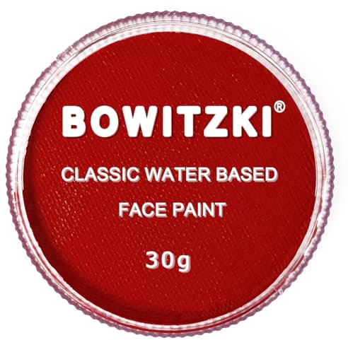 Bowitzki 30g pintura facial profesional cuerpo pintado cara pintada cara pintada agua pastel dividido seguro para niños y adultos Navidad de Halloween monocromática (Rojo)