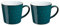 Denby Greenwich Gemusterte Kaffeetassen, 2er-Set, 400 ml, großes Steingut-Keramik-Kaskaden-Teetassen-Set für Zuhause und Büro, spülmaschinenfest, mikrowellengeeignet, grün, weiße Glasur, splitterfest