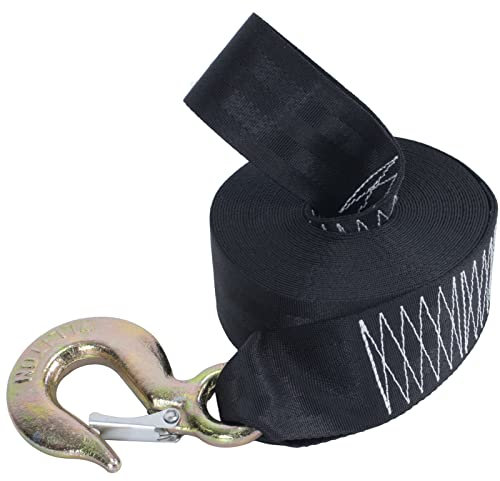 Trailer Winch Stra Safety Snap Hook 10000 lbs for Towing Vehicles, Boats and Jet Ski | Black