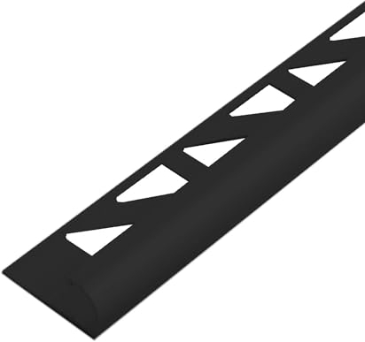 Dalsys Fliesenschiene 2,5m x 12,5mm Viertelkreisprofil Aluminium (eloxiert) Schwarz, Rundprofil Halbrundprofil