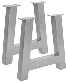 SAM Tischgestell A-Form 2er Set 70x10x74 cm Roheisen Silber | lackiert, A-Gestell aus Metall für Holztische, für DIY-Projekte