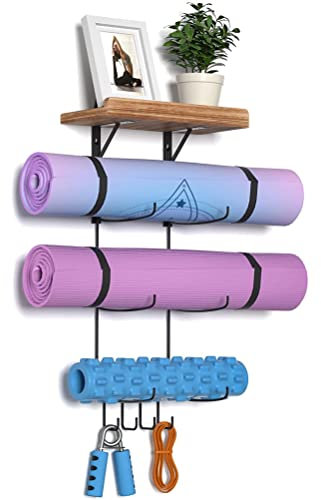 Wall Rack Organiser, Yoga Mat Storage Rack, Yoga Mat Holder, Foam Roller Towel Rack, Home Fitness Accessories Storage