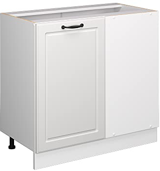 Vicco Eckunterschrank R-Line, Weiß Landhaus/Weiß, 86 cm ohne Arbeitsplatte