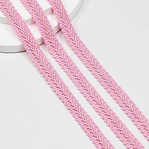 Gimp Braid Trim 13Yards 1.2cm/0.47in Gold Metal Fabric Decorative Webbing for All Kinds of Sewn Garments, Curtains,Lampshade, Sofa DIY Sewing and Crafting (Pink - 1.2)