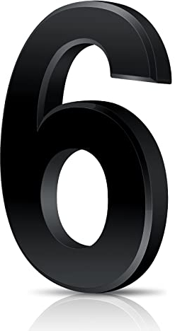Vicloon Hausnummer, 6 in Schwarz Acryl Hausnummern,Höhe 7.5cm, Selbstklebende Haus-Nummer, für Tür, Briefkasten, Außen, Anti-Friktion, Wetterfest