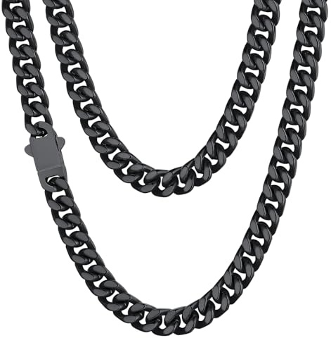 ChainsHouse Kette Herren Damen Panzerkette 5/7/9/12mm breit Miami Halskette Edelstahl Männer Gliederkette in Silber/Gold/Schwarz Kubanische Kette ohne Anhänger Schmuck Kettenlänge 46-76cm