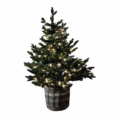 Loberon Deko-Baum Mantilly, Christbaum mit LEDs, immergrün, naturnahes Design, Künstliche Tanne, Weihnachtsdeko, Weihnachten, Polypropylen, PVC, Eisen, grün