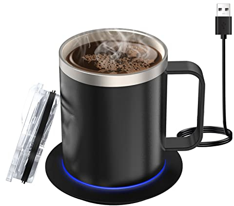 Lamker 300ml Calentador de Café USB Eléctrico Inteligente Calentadores para Tazas Bebidas Leche Té Acero Inoxidable para Hogar Oficina Temperatura Constante 131 ℉ / 55 ℃