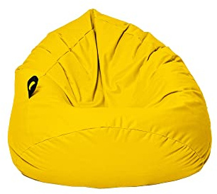 MILLINDABAG Kastanie Tropfenform Sitzsack für Kinder Jugendliche und Erwachsene Beanbag Kissen Indoor & Outdoor Gaminggeignet bereits gefüllt Sitzkissen Bodenkissen (Gelb, XXL-Durchmesser 88 cm)