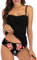 Yutdeng Costume da Bagno Donna Twist Front Tankini 2 Pezzi Push Up Swimwear Costume Mare Spalline Staccabile Bikini con Controllo della Pancia Swimsuit Stampa Floreale Rosa XL