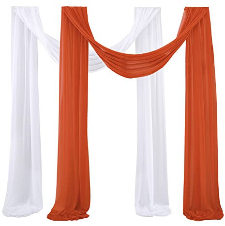 Hochzeit Vorhang 2 Stücke Hochzeiten Bogenvorhänge,Hochzeitsbogen Gardinen Vorhang Dekoration Voile Foto Hintergrund Vorhänge Chiffon Stoff Querbehang Deko für Party Hochzeit Zeremonie Stil W 75x300cm