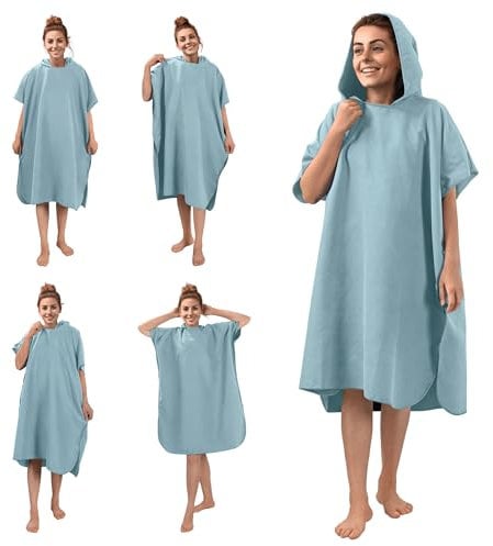 JEMIDI Badeponcho Unisex - Surf Poncho aus Mikrofaser - Tuch für Erwachsene - Bademantel für Damen und Herren - Badetuch mit Kapuze - schnelltrocknend