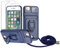 Zallagre Cordon de Coque Compatible avec iPhone 6 Plus/6S Plus/7 Plus/8 Plus,[2 Pièces] Verre Trempé,Lentille Coulissante Couverture,360 Degrés Bague Rotatif Support,Fentes pour Cartes-Bleu Marine