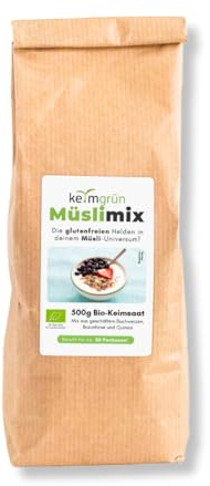 Keimgrün - Bio Sprossenmix Müsli - 500g Saatgut-Mix aus Quinoa, Buchweizen & Braunhirse - Regelmäßig überprüfte Keimfähigkeit - Zum ergiebigen Anbau im Sprossenglas