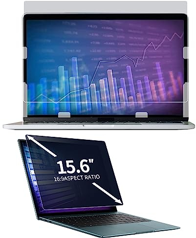 DEJIMAX Laptop Sichtschutz 15.6 Zoll Seitenverhältnis 16:9, Anti-Blaulicht und Blendschutz, Privacy Filter schnelle Befestigung, Notebook Sichtschutz Folie Kompatibel mit Lenovo/HP/Dell/Samsung/Asus