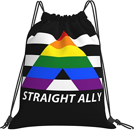 385 Tunnelzug Gymsack LGBTQ Gay Straight Ally Pride Flagge Kordelzug Rucksack wasserdichte Personalisierter Turnbeutel String Bag Verstellbar Turnbeutel Für Damen, Für Reisen, Schwimmen, Strand