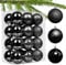 Taeku Palline di Natale, 6CM 24Pcs Albero di Natale Palla Plastica Addobbi Natalizi Palline Decorative con Ganci per Partito di Nozze di Vacanza (Nero)