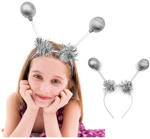 Ljevandria Alien Haarreif Alien Kostüm Damen Silber Glänzend Accessoire für Space Girl Kostüm oder Karneval Fasching Halloween Party Kostüm
