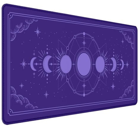 HUOCAIREN Kawaii lila Schreibtischunterlage, großes Gaming-XXL-Mauspad, Mondphase, magisch, himmlische Schreibtischmatte, niedlich, rutschfest, Laptop-Schreibtischzubehör, T6H8-C2K5-HXR0-XL11