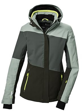 killtec Damen Ksw 67 Wmn Jckt Skijacke/Funktionsjacke Mit Abzippbarer Kapuze Und Schneefang, Grün/grau, 46 EU