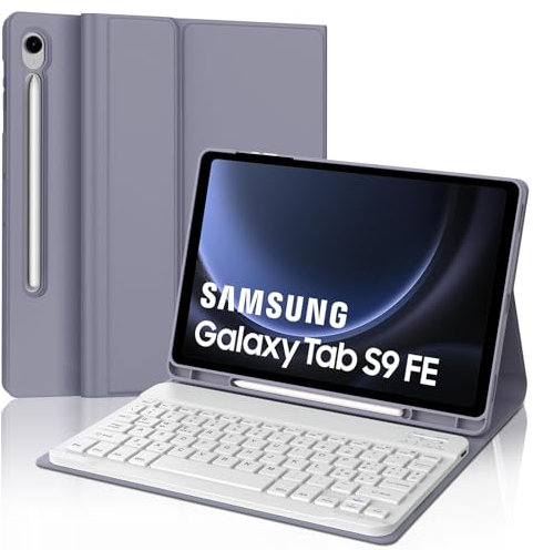 JADEMALL Custodia Tastiera per Samsung Tab S10 FE 10.9 2025/S9 FE 10.9 2023, Italiana QWERTY Tastiera Bluetooth con Portapenne per Tablet Samsung S10 FE/S9 FE 10.9, Viola