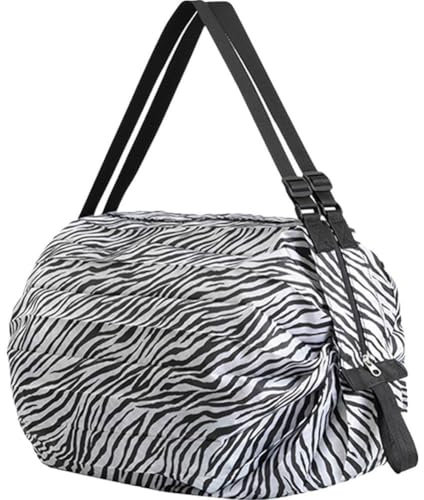 Glixoft Einkaufstaschen, Wiederverwendbare, Faltbare Tasche Reißverschlüssen Und Griff, wasserdichte, Starke Aufbewahrungstaschen, Nylon-umhängetasche, Zebra-Druck