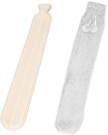 Lybunair 2L Gummi-Wärmflaschen-Wärmebeutel mit weichem Plüschbezug, handwarmer Wasserbeutel für Winterwärme, Schmerzlinderung und heiße Kältetherapie für Nacken, Schultern, Knie (Schwarz Weiß)