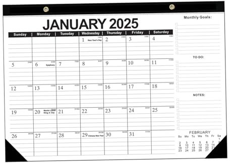 Kalender 2024-2025, Schreibtischkalender 2025-2026, monatlicher Kalender Januar 2025 bis Juni 2026, 18 Monate Wandkalender Dicker Papierkalenderplaner mit Feiertagen, Notizen, monatliche Ziele & Todo