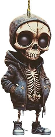 Skelett Schwingendes Auto-Anhänger, Coole Schlüsselanhänger, Autospiegel Anhänger Personalisiert, Skelett Figuren Deko, Acryl Skelett Statue Autospiegel Schaukel Anhänger Rückspiegel Hängezubehör