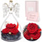 Sunia Ewige Rose Engel Geschenk für Mama - 3 Infinity Rosen im Glas, Geschenke für Frauen zu Weihnachten, Geburtstag, Valentinstag, Muttertag - Ideal für Oma
