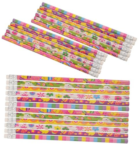 FELTECHELECTR 24er-Pack Cartoon-Bleistifte mit Radiergummis für Osterparty, Skizzieren, Zeichnen und Schreiben, Holzbleistifte mit Ultrafein-Point und Glatt-Griff für Kinder