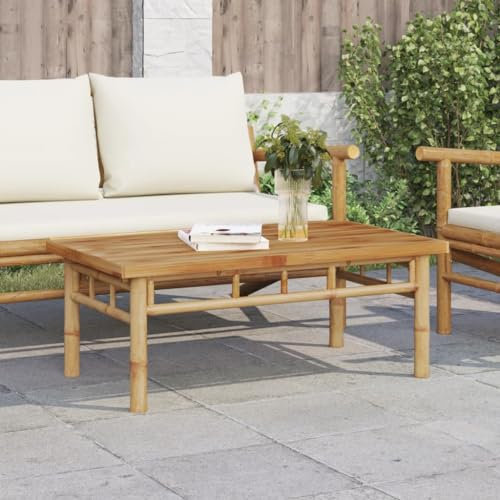 Makastle Gartentisch Wetterfest Bambus Balkon Garten Tisch Beistelltisch Couchtisch Teetisch Kaffeetisch für Wohnzimmer Balkon, 90x50x35 cm