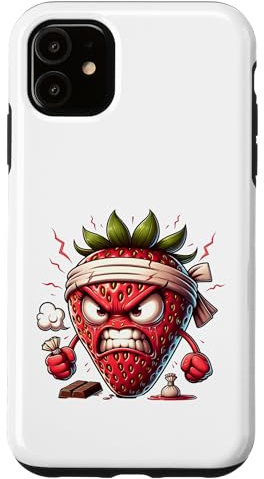Cool Angry Strawberry with Headband Case for iPhone 11